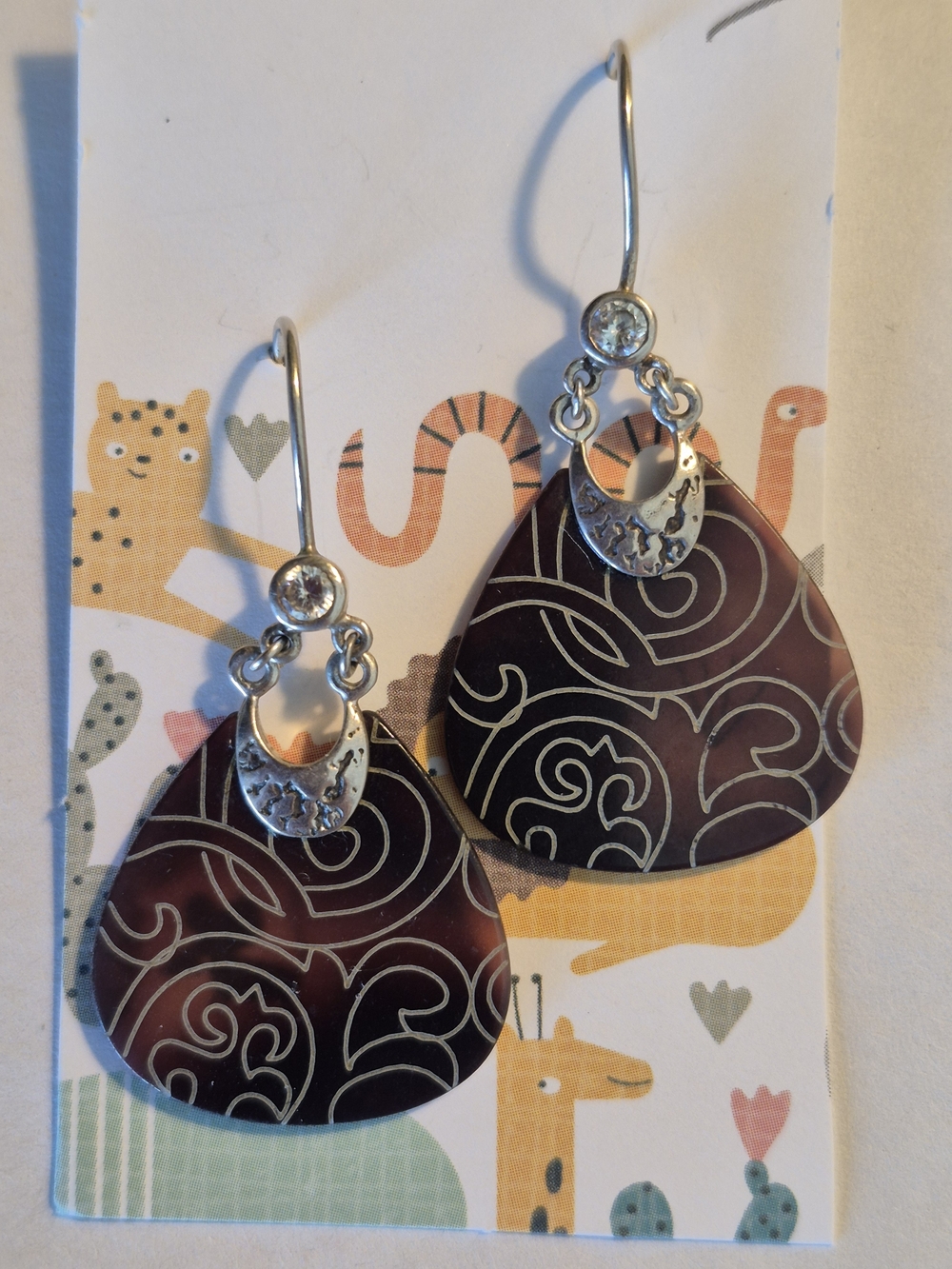 Artisan Unique Guitar Pick Earrings with Silver Accents